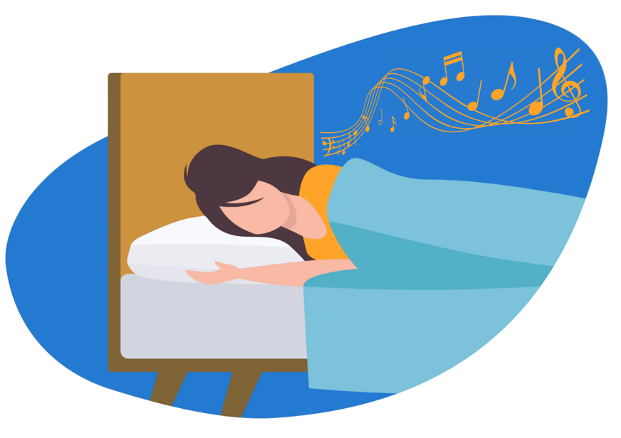 vrouw slaapt met muziek